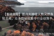 【重磅揭秘】圈内大神级人物突然身陷丑闻，众多隐秘档案令行业动荡不安！