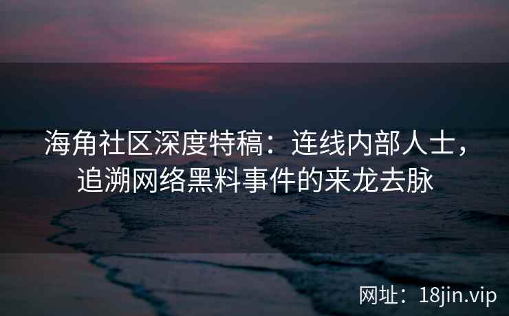海角社区深度特稿：连线内部人士，追溯网络黑料事件的来龙去脉
